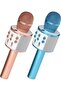 2-Pack Wireless Bluetooth Karaoke Microphones - Portable Handheld Mic with Speaker, Ideal Gift for All Ages (Rose Gold & Blue)