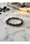 Ring and Diamond Cut Hematite Natural Stone Bracelet