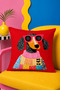 Pop Art Dog and Flower Written Decorative Throw Pillow Cover 43X43 cm Vibrant Colorful Decor - 8