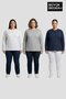 Women's Plus Size 3-Piece Set Long Sleeve 2 Thread Crew Neck T-Shirt Spr26Bts942+2