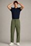 Men's Khaki Cargo Linen Trousers with Elastic Waist - 3