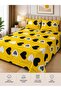 King Size Yellow Heart Pattern Bedsheet Set 3PCS – 125 GSM Soft Breathable Fabric, Fade Resis