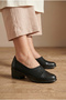 509 Vardar Black Genuine Leather Women's Heeled Shoes