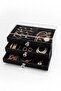 Black Pearl Draw-Out Drawer Jewelry Storage Box Velvet Compartment Clear Jewelry Ring Necklace Storage - 5