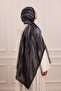 Stripe Patterned Soft Shawl Anthracite - 6