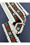 Tasseled Floral Patterned Ethnic Jacquard Woven Ribbon-1 Meter - 2