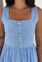 Women's Baby Blue Scallop Embroidered Button Detailed Midi Length Square Neck Dress Nbk4644 - 5