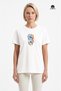 Women's Dream Regular Cut, O-Neck, Slit, Short Sleeve, Colorful Printed, Combed Cotton T-Shirt Ecru