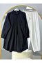 Basic Oversize Tunic Shirt Set Black