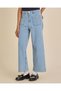 Senior Girls Light Wash Front Pocket Wide Leg Jeans