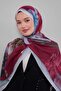 شال رياضي مطبوع عليه زنبق فيروزي