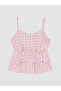 Pink Plaid Rope Strap Ruffled Linen Blend Blouse - 5
