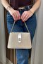 Women's Straw Look Silver Color Detailed - Adjustable Long Strap Hand and Shoulder Bag