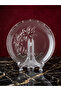 Modern Floral Patterned Glass Cake Plate - Presentation Plate (17 cm) 6 Pieces
