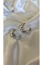Women's Silver Color Curved Half Hoop Earrings - 2