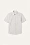 100% Cotton Regular Fit Polo Collar Checkered Short Sleeve Beige Shirt I1719Ax26Sm