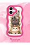 iPhone 16 Compatible Case with Camera Protector Red Silicone Couple Phone Case Cat Pattern - 2