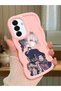 Samsung Galaxy A17 Compatible Case Camera Protector Pink Silicone Couple Phone Case Girl Pattern