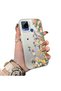 Realme C15 Compatible Silicone Edge Hard Back Case Couple Phone Case with Floral Pattern