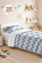 Blue Zigzag Geometric Youth Room Single Pique Set-Grey Modern 160X220 cm Quilted Bedspread