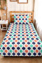 Geometric Navy Blue Youth Room Single Pique Set - Mint Salmon 160X220 cm Quilted Bedspread - 4