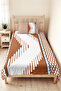 Brown Geometric Modern Young Room Single Pique Set-Black 160X220Cm Quilted Bedspread - 2