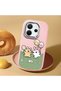 Redmi Note 14 4g Compatible Case Camera Protector Pink Silicone Couple Phone Case with Line Pattern - 2