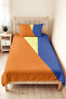 Geometric Blue Young Room Single Pique Set-Hardal Yellow Modern 160X220Cm Quilted Bedspread - 6