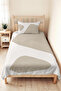 Beige Geometric Young Room Single Pique Set - Ecru Minimal 160X220 cm Quilted Bedspread - 6