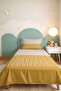 Yellow Striped Modern Young Room Single Pique Set - Geometric 160X220 cm Quilted Bedspread - 5