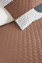 Geometric Striped Beige Young Room Single Pique Set - Brown 160X220 cm Quilted Bedspread - 3