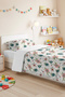 Floral Pastel Pink Young Room Single Pique Set-Botanical Mint 160X220Cm Quilted Bedspread - 5