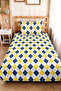 Yellow Navy Blue Plaid Geometric Youth Room Single Pique Set - 160X220 cm Quilted Bedspread - 5