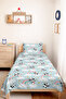 Panda Rainbow Boy's Room Single Pique Set - Pastel Clouds 160X220 cm Bedspread - 4