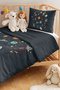 Space Navy Blue Boy's Pique Set - Astronaut Rocket Themed Baby Room Bedspread 160X220 cm - 2