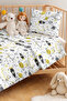 Space Rocket Yellow Boy's Pique Set - Gray Geometric Baby Room Summer Bedspread - 160X220 cm - 2