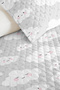 Gray Cloud Pastel Children's Room Single Pique Set-Cute Pink 160X220 cm Quilted Bedspread - 3