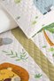 Safari Animal Pastel Green Children's Room Single Pique Set - Cute Blue 160X220Cm Bedspread - 3