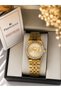 Gold Color Stone Detail Women's Wristwatch - 2