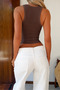 100% Cotton Terry Flexible Crop Top Bluz - 2