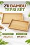 Set of 2 Bamboo Wooden Presentation and Decorative Organizer Trays 35X25 cm - 30X20 cm