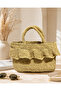 Women's Straw Handbag with Ruffle Detail, Knitted Beach and Daily Use Bag - 6