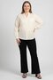 Women V-Neck Long Sleeve Embroidered Shirt, Off White - 2
