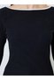 Black Boat Neck Knit Top with Tipping Detail - 3