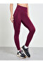 Burgundy Tol Texture Broad Waistband Leggings - 2