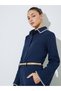 Navy Blue Cotton Fitted Shirt with Contrast Embroidery