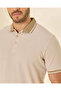 Men Beige Striped Polo T Shirt - 4