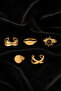 5-Piece Gold Ring Set with Sun Figure Adjustable Women's Vintage Ring - 6