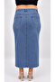 Plus Size Denim Buttoned Pencil Skirt - 3