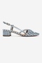Olena Ice Blue Black Polka Dot Women's Heeled Sandals - 4
